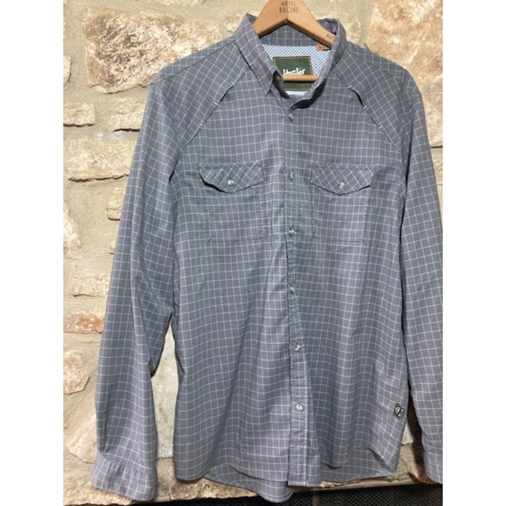 Plaid Western Button Up - Howler Brothers -  Gray Lightweight Ranchwear Shirt